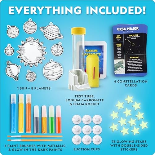 Blue Marble National Geographic Mega Space Activity Kit - Glow in The Dark Science Craft Kit for Kids with 100+ Pieces, Launch a Rocket, Create Glowing Constellations, Paint a Solar System & More - Image 5