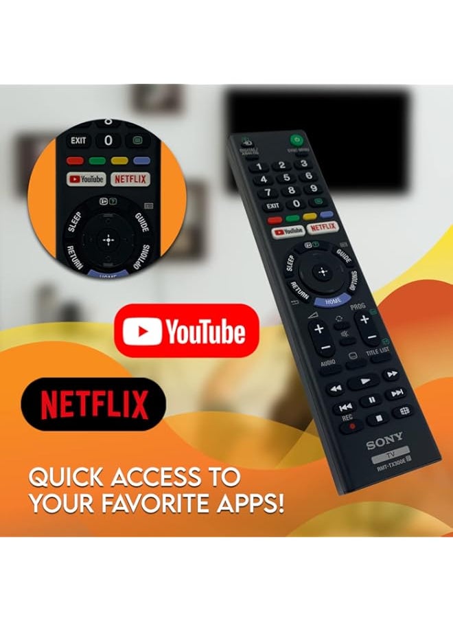 HuHa - Ceybo OEM Sony RMT-TX300E Remote Control Compatible with Bravia TV Models: KD43X7000E KD-43X7000E KD43X7000F - Includes Netflix and YouTube Hotkeys - Image 1