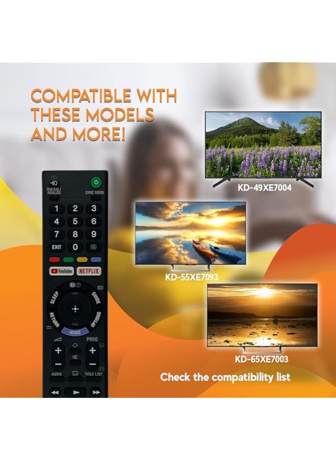HuHa - Ceybo OEM Sony RMT-TX300E Remote Control Compatible with Bravia TV Models: KD43X7000E KD-43X7000E KD43X7000F - Includes Netflix and YouTube Hotkeys - Image 1