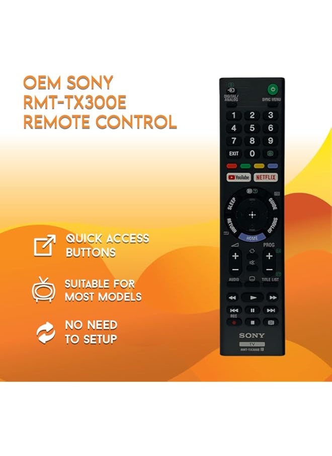 HuHa - Ceybo OEM Sony RMT-TX300E Remote Control Compatible with Bravia TV Models: KD43X7000E KD-43X7000E KD43X7000F - Includes Netflix and YouTube Hotkeys - Image 1