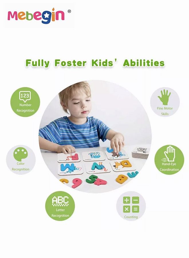 MEBEGIN Baby Cognitive Flashcards Set, Double Sided Printed Colorful Cards, Alphabet and Numbers Flash Cards, Wooden Montessori Toys, Creative Early Learning Toys, Safe for Babies to Use - Image 5