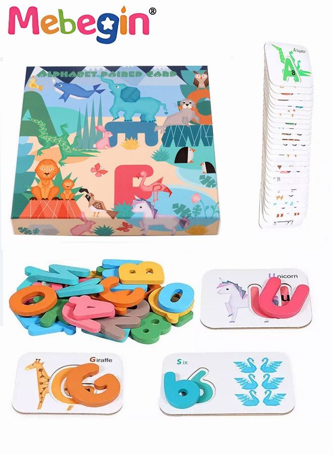 MEBEGIN Baby Cognitive Flashcards Set, Double Sided Printed Colorful Cards, Alphabet and Numbers Flash Cards, Wooden Montessori Toys, Creative Early Learning Toys, Safe for Babies to Use - Image 1