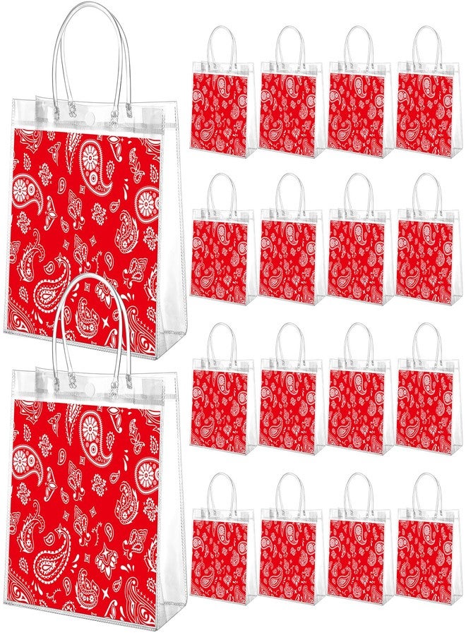Resholder 24 Pcs Red Bandana Clear Gift Bags with Handles Western Cowboy Theme PVC Snack Treat Goodie Gift Bags for Cowboy Rodeo Homies Birthday Party Western Party Supplies, 8 x 8 x 3.15 Inch - Image 1