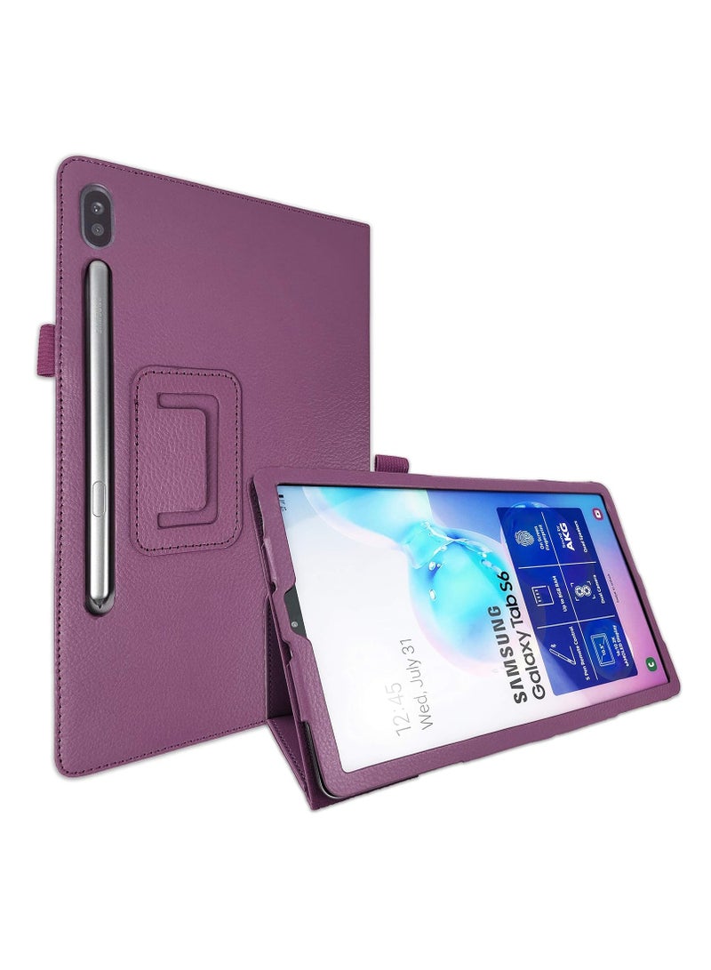 عام مجموعة حماية 2 في 1 لجهاز Samsung Galaxy Tab S6 مقاس 10.5 بوصة SM-T860 SM-T865 مع حافظة + غطاء زجاجي مقوى واقي للشاشة باللون الأرجواني - Image 2