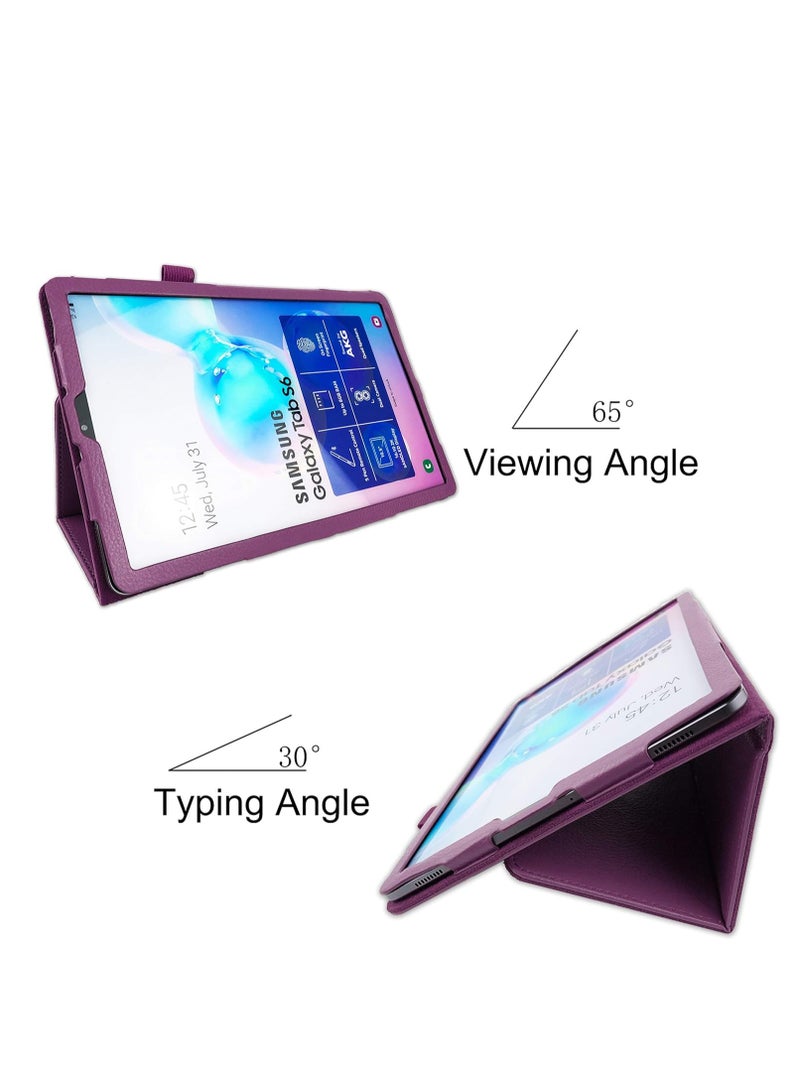 عام مجموعة حماية 2 في 1 لجهاز Samsung Galaxy Tab S6 مقاس 10.5 بوصة SM-T860 SM-T865 مع حافظة + غطاء زجاجي مقوى واقي للشاشة باللون الأرجواني - Image 4