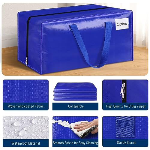 BlissTotes Moving Bags, Heavy Duty Moving Supplies & Storage Bags, Extra Large Packing Bags, Boxes with Tag Pockets, Collapsible Fold Flat Storage Totes, Alternative to Box and Bin, 93L, 6 Packs - Image 3