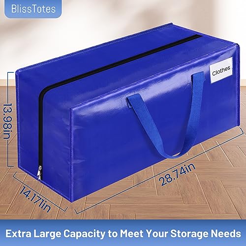 BlissTotes Moving Bags, Heavy Duty Moving Supplies & Storage Bags, Extra Large Packing Bags, Boxes with Tag Pockets, Collapsible Fold Flat Storage Totes, Alternative to Box and Bin, 93L, 6 Packs - Image 2
