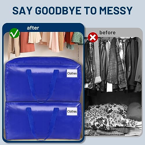 BlissTotes Moving Bags, Heavy Duty Moving Supplies & Storage Bags, Extra Large Packing Bags, Boxes with Tag Pockets, Collapsible Fold Flat Storage Totes, Alternative to Box and Bin, 93L, 6 Packs - Image 5