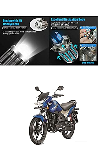 XZRTZ H4 LED Motorcycle LED Motorcycle Headlight Bulbs CSP Lens White Yellow Hi Lo Lamp Scooter Accessories Fog Lights 12V UniV-ersal For Vehicle Compatible With H-onda CB Shine Sp - Image 5