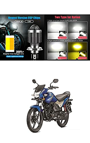 XZRTZ H4 LED Motorcycle LED Motorcycle Headlight Bulbs CSP Lens White Yellow Hi Lo Lamp Scooter Accessories Fog Lights 12V UniV-ersal For Vehicle Compatible With H-onda CB Shine Sp - Image 4