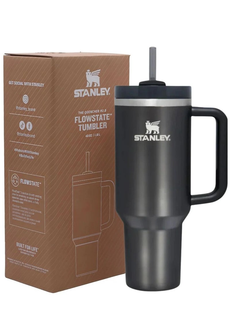 Stanley Quencher H2.0 FlowState Vacuum Insulated Tumbler – 40oz Black Stainless Steel Travel Mug with Leakproof Lid & Reusable Straw, Double-Walled Thermal Bottle Keeps Beverages Cold for 24 Hours or Hot for 7 Hours, Durable, BPA-Free & Portable Flask for Gym, Office, Travel & Outdoor Use - Image 2