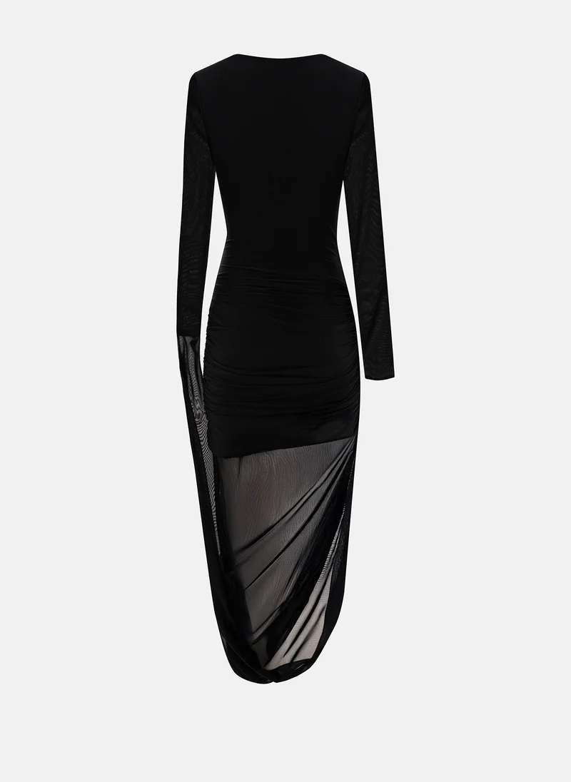 Lichi  Midi mesh dress with train for Women | Best Price UAE