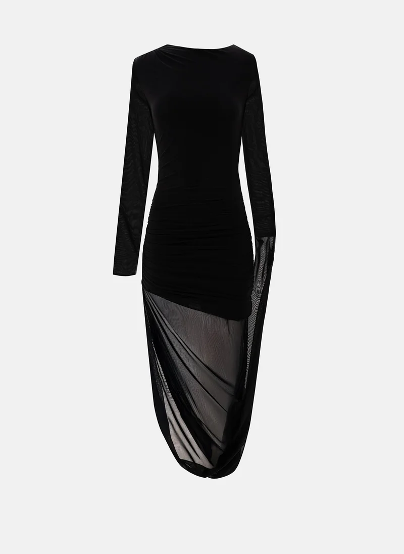 Lichi  Midi mesh dress with train for Women | Best Price UAE
