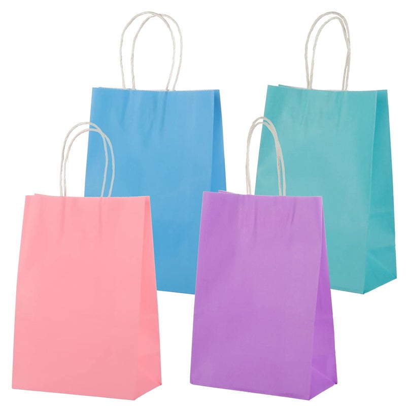 Misu Kraft Paper Gift Bags with Handle Small 83x59x32 Inches 16Pack Puple Pink Blue Teal  Party Favor Bags