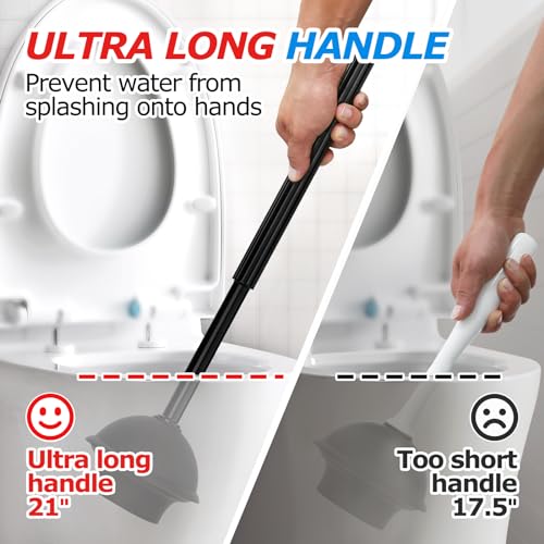 FORASTO 2Pack 2 in 1 Toilet Brush and Plunger Set, Extended Handle Plunger,Toilet Bowl Brush Plunger Set,Bathroom Cleaning Tools,Toilet Brush Plunger Combo,Cleaning Brush,Cleaning Supplies - Image 2