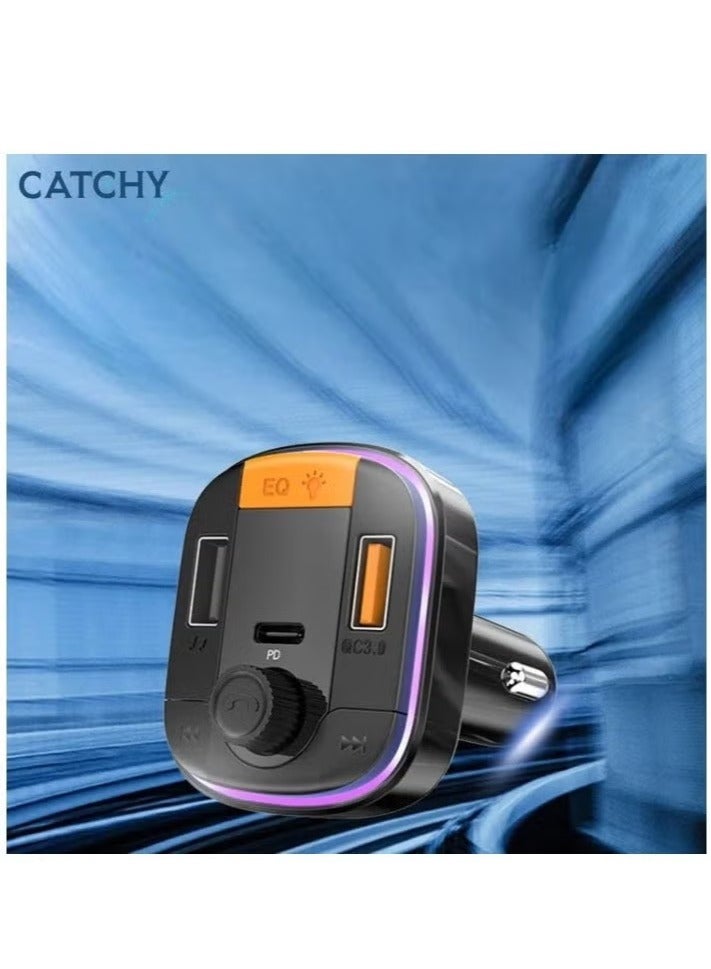 CATCHY Y45 Bluetooth V5.0 Car Charger with FM Transmitter – Dual USB Fast Charging Ports, Digital LED Display, HiFi Music Playback, Hands-Free Calling, Voltage Monitoring – Wireless Radio Adapter for iPhone, Samsung, Android, and All Bluetooth Devices - Image 5