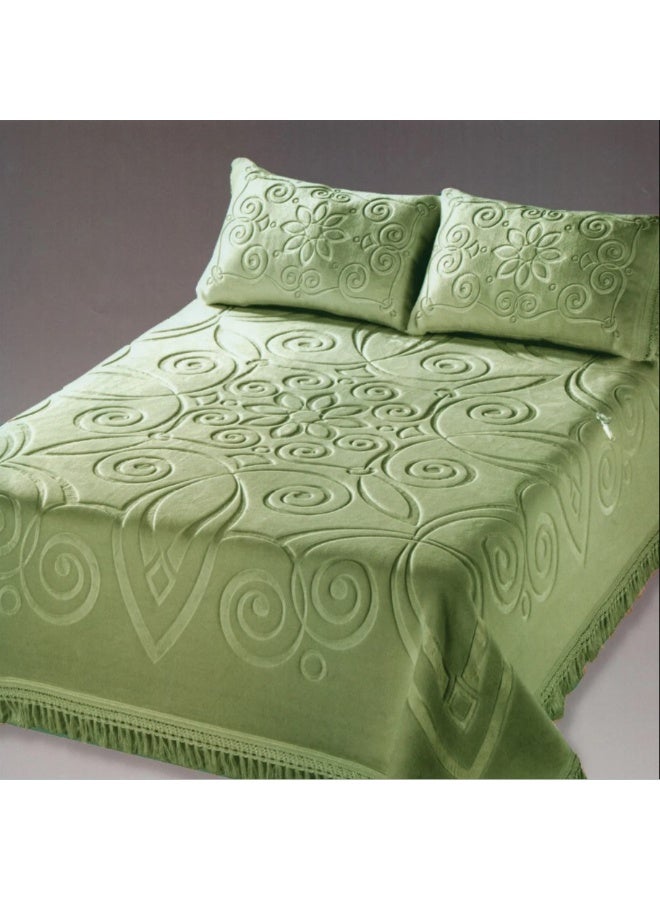 فيفوريت طقم بطانية فيفرت مقاس كينج منقوش لون اخضر فاتح مكون من 4 قطع