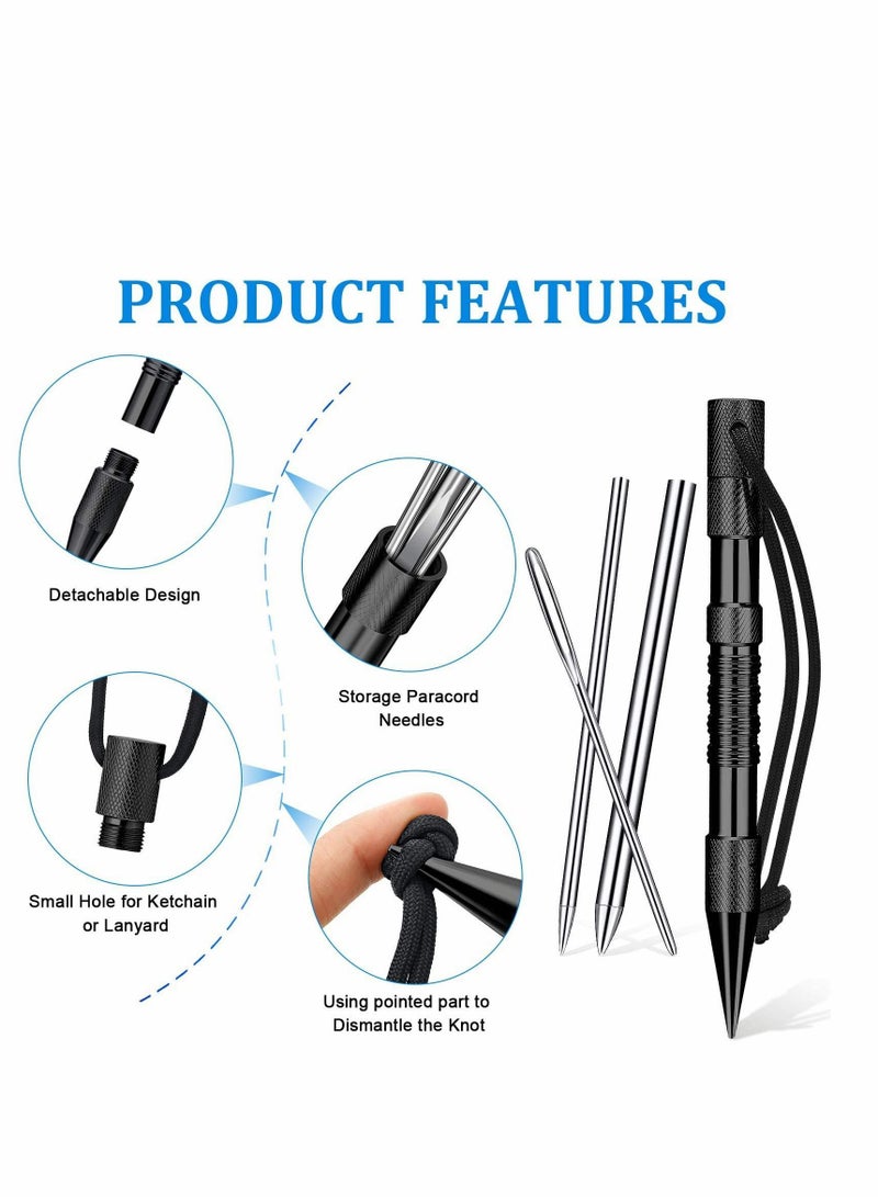 Y&D Paracord FID Set Stainless Steel Knotter Tools Marlinspike Stitching Lacing Needles and Smoothing Tool for Leather or Work (Black)  - Image 2