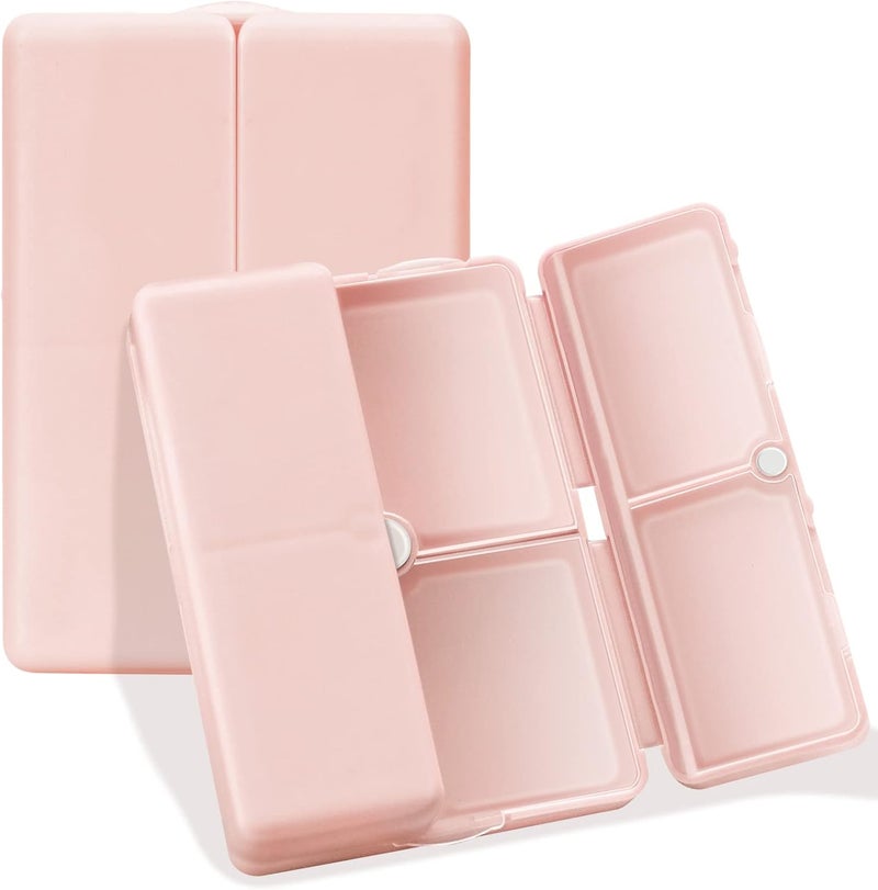 FYY Daily Pill Organizer, 7 Compartments Portable Pill Case Travel Pill Organizer,[Folding Design] Pill Box for Purse Pocket to Hold Vitamins,Cod Liver Oil,Supplements and Medication-Pink - Image 1
