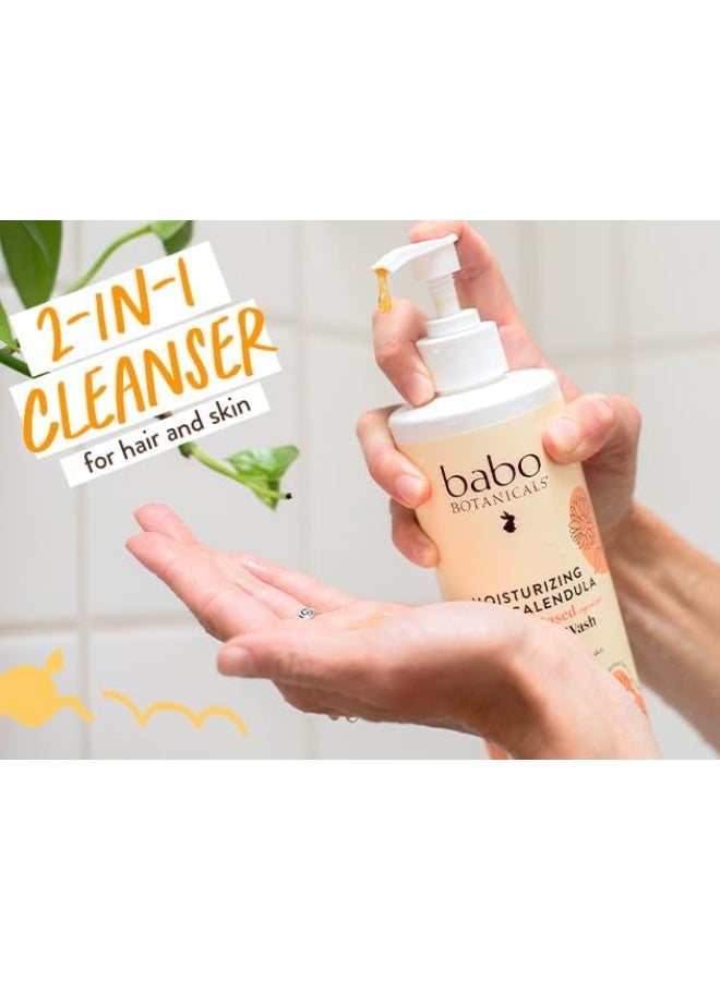 Babo Botanicals Moisturizing Oat & Calendula 2-in-1 Shampoo & Wash - For Dry or Sensitive Skin - For all ages - Lightly Scented - Vegan - 16 Fl Oz - Image 5