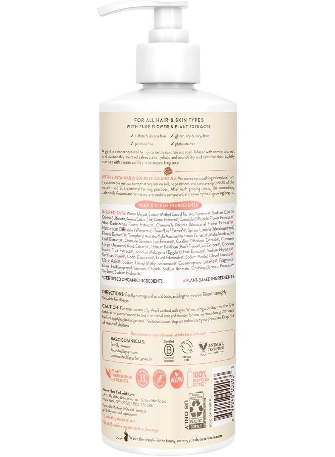 Babo Botanicals Babo Botanicals Moisturizing Plant-Based 2-in-1 Shampoo & Wash - with Organic Calendula & Oat Milk - For Babies, Kids & Adults with Sensitive or Dry Skin & Scalp - Hypoallergenic & Vegan - 16 fl. oz. - Image 3