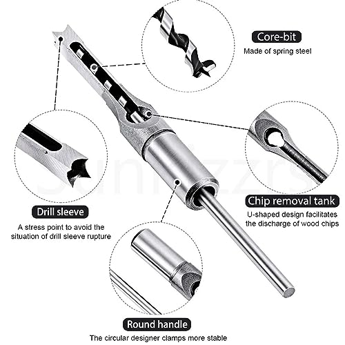Sunkizzrs® High Speed Steel Square Hole Saw Mortising Chisel (Pack of 1) Woodworking Tool Woodworking Square Drill Bits Auger Drill Bit-Silver (9.5mm 3/8″) - Image 3