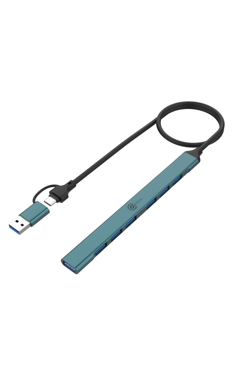 OMAKSS USB Hub 3.0 with 7 Ports, Aluminium USB C to USB 3.0 Hub for MacBook, Mac Pro/Mini, iMac, Ps4, PS5, Surface Pro,Flash Drive, Samsung (Expand USB Ports) - Image 1