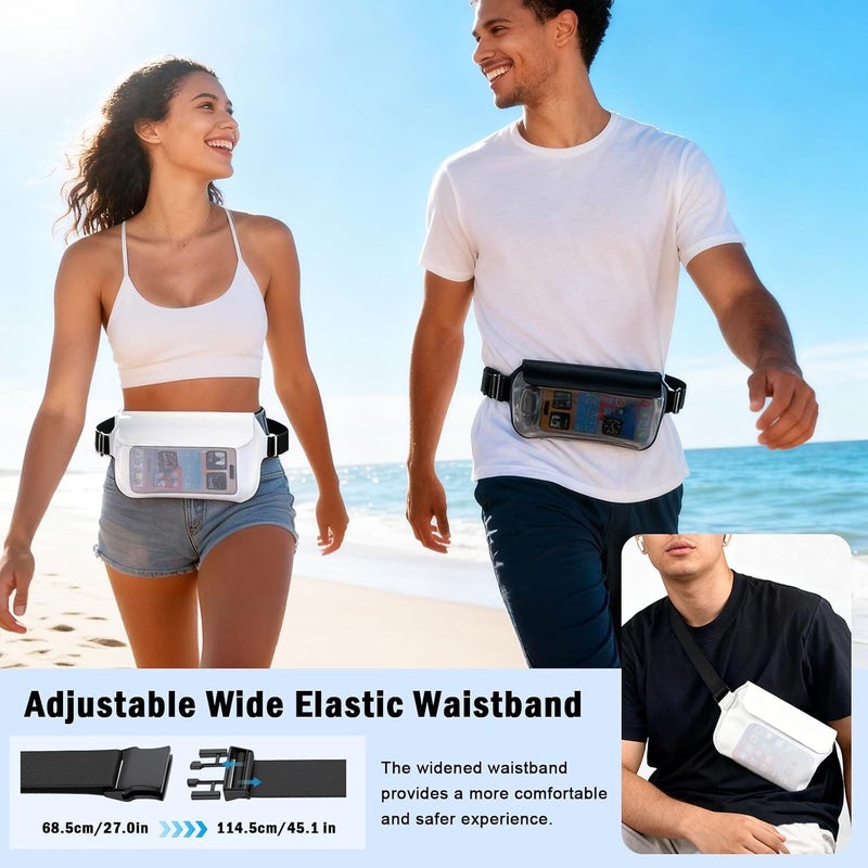 UOEPOWA Waterproof Waist 2 Pack, IPX8 Waterproof Waist Pouch with Adjustable Strap, Touch Screen Dry Bag for Phone Passport Wallet, Floating Water proof Pouch for Cruise Beach Swimming Boating - Image 4