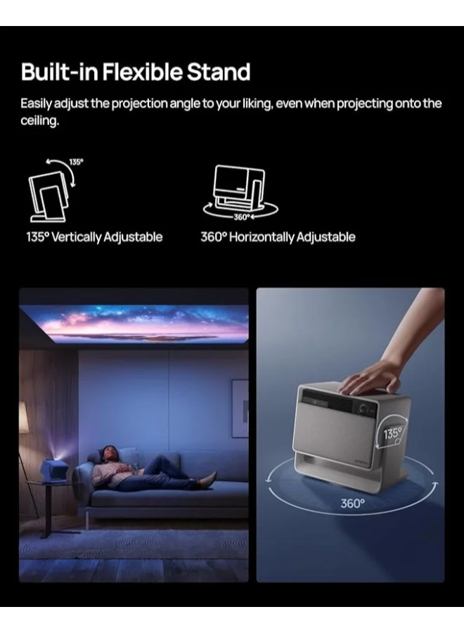 XGIMI HORIZON S Pro | 4K Long Throw Projector w/ Dolby Vision, IMAX Enhanced, Dual Light 2.0, 3720 1800 ISO Lumens, Up to 200" Screen Size, 2x 12W Harman/Kardon Speakers, Smart Screen Adaptation - Beige
