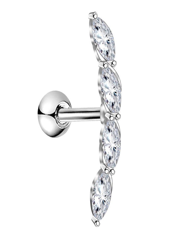 Melighting Helix Earrings 16G Curved Marquise Cartilage Earrings Clear CZ Surgical Steel 316L Tragus Piercing Jewelry Earring Stud Body Piercing Jewelry for Women - Image 1