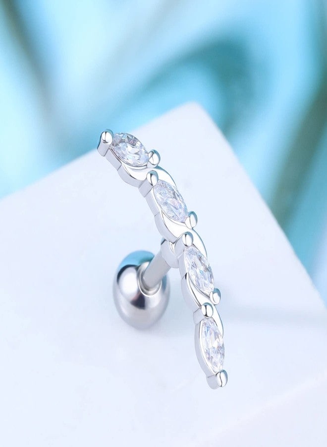 Melighting Helix Earrings 16G Curved Marquise Cartilage Earrings Clear CZ Surgical Steel 316L Tragus Piercing Jewelry Earring Stud Body Piercing Jewelry for Women - Image 3