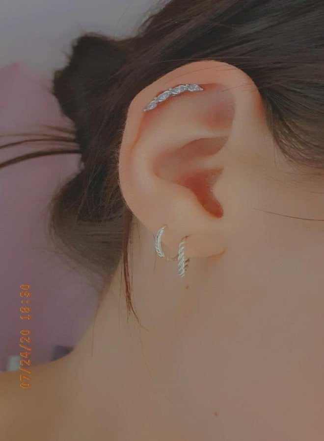Melighting Helix Earrings 16G Curved Marquise Cartilage Earrings Clear CZ Surgical Steel 316L Tragus Piercing Jewelry Earring Stud Body Piercing Jewelry for Women - Image 2