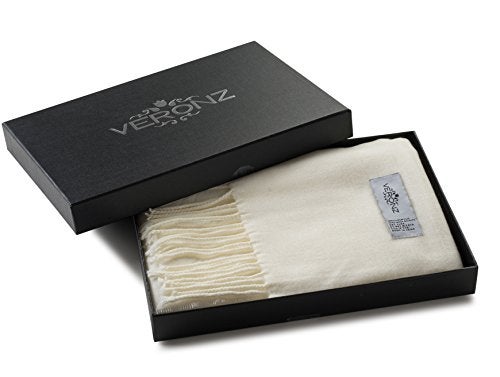 VERONZ Super Soft Luxurious Classic Cashmere Feel Winter Scarf (White) - Image 2