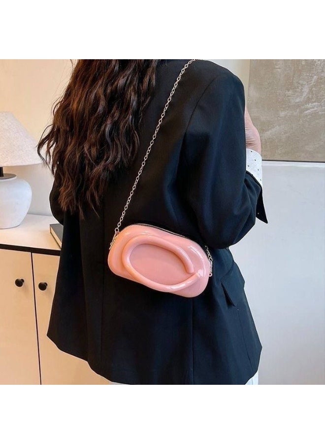 Trendy mini women’s bag made from durable high-quality silicone with a modern glossy design. Lightweight and easy to carry, featuring a stylish metal chain for crossbody or shoulder wear. Small yet practical, perfect for daily outings and adding a chic modern touch to any outfit. - Image 1