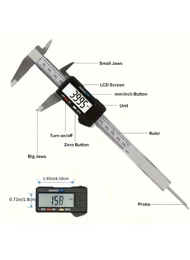 Black Digital Caliper 0 150mm Dual Units g cm2 mm2 ABS Resin Battery Powered - Image 3