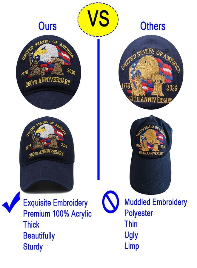 Eachnice 250 Anniversary USA Hat Embroidered Eagle Flag America Baseball Cap 250th Patriotic Hat Merchandise Cap (US, Alpha, One Size, Khaki) - Image 3
