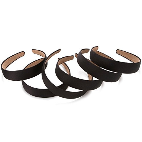 LONEEDY 6 Hard Headbands, 1 Inch Wide Non-slip Ribbon Hairband for Women (6 Black+1 Blue) - Image 2