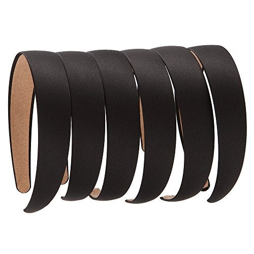 LONEEDY 6 Hard Headbands, 1 Inch Wide Non-slip Ribbon Hairband for Women (6 Black+1 Blue) - Image 1