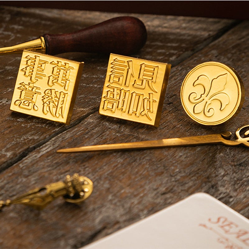 Wax Seal Kit: 6 Removable Copper Stamp Heads, 1 Handle, 1 Wax Spoon, 1 Warmer, 1 Candle, Wax Beads - Comfortable Grip, Retro Style for Beginners, Professionals, Craft Enthusiasts, Wedding Invitations, - Image 5