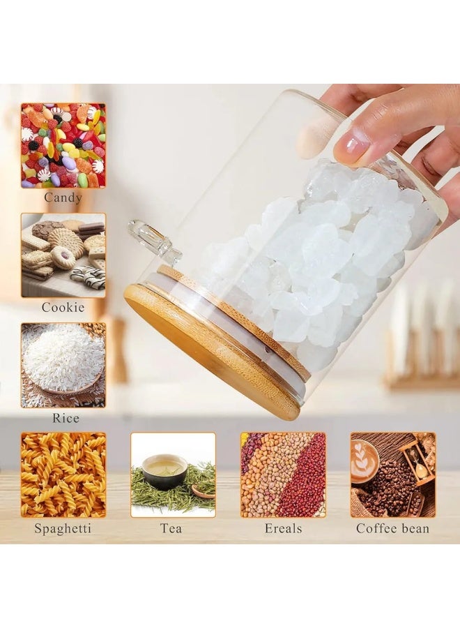 4-Pack 550ml Glass Jars with Airtight Bamboo Lids, Spoons, 15 Stickers & Marker – Multipurpose Kitchen Containers for Spices, Sugar, Coffee, Tea, Snacks, Oats & More - Image 4