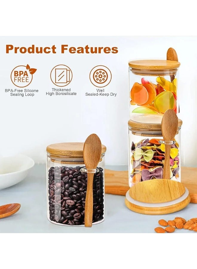 4-Pack 550ml Glass Jars with Airtight Bamboo Lids, Spoons, 15 Stickers & Marker – Multipurpose Kitchen Containers for Spices, Sugar, Coffee, Tea, Snacks, Oats & More - Image 5
