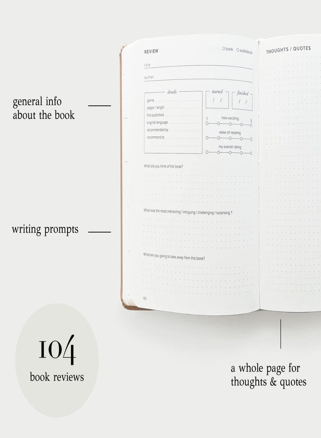 Kunitsa Co. Reading Journal - 105 reviews. Review and Track Your Reading. Book Journal for Book Lovers & Readers. Blush - Image 3