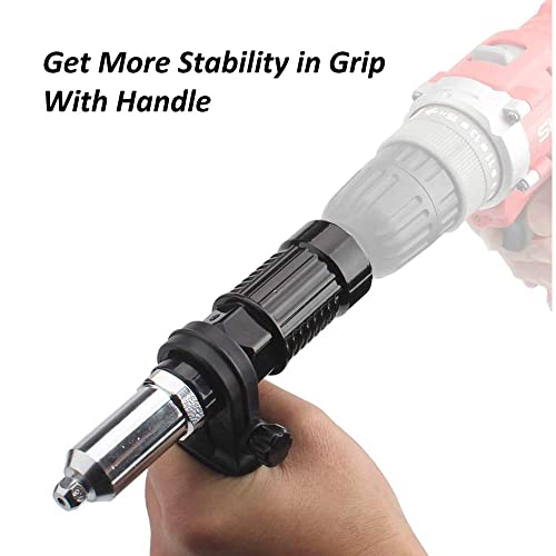 LSLANSOON Rivet Gun Adapter Kit with Handle Grip Riveter Drill Attachment Riveting Hand Tool Insert Nut for Cordless Electric Power Drill - Image 3