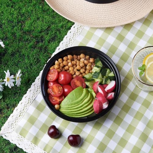 SANWALSA [500 ml (16oz) 15 Count, Round, Black Reusable Plastic Food Storage Containers with Lid | Airtight, Microwave Safe Containers | Perfect for Meal Prep, Storage, Takeaway & Food Delivery - Image 5