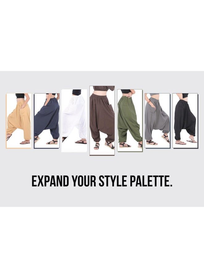 CandyHusky Men Women 100% Cotton Loose Baggy Boho Gypsy Aladdin Yoga Harem Pants (Kahki) - Image 5