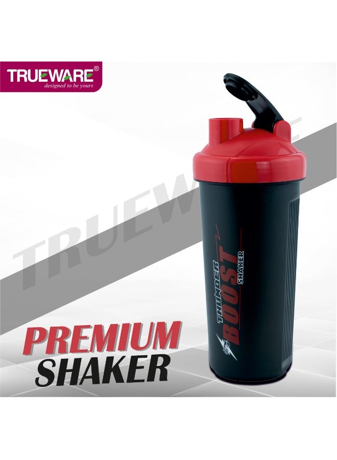 Trueware Thender Boost Gym Shaker With Lighting Fast Blending Technology | Plastic | 700 ML | BlACK & Red | Leak Proof | Ideal for Protein | Preworkout and BCAAs | Ideal Workout Thender for Fitness Lovers - Image 4