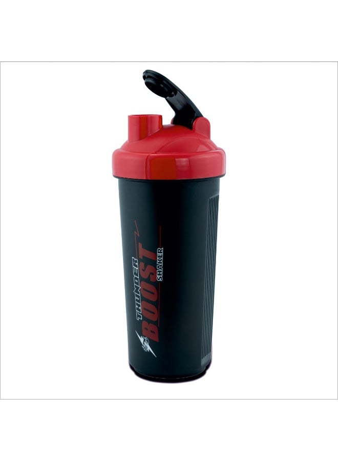 Trueware Thender Boost Gym Shaker With Lighting Fast Blending Technology | Plastic | 700 ML | BlACK & Red | Leak Proof | Ideal for Protein | Preworkout and BCAAs | Ideal Workout Thender for Fitness Lovers - Image 1