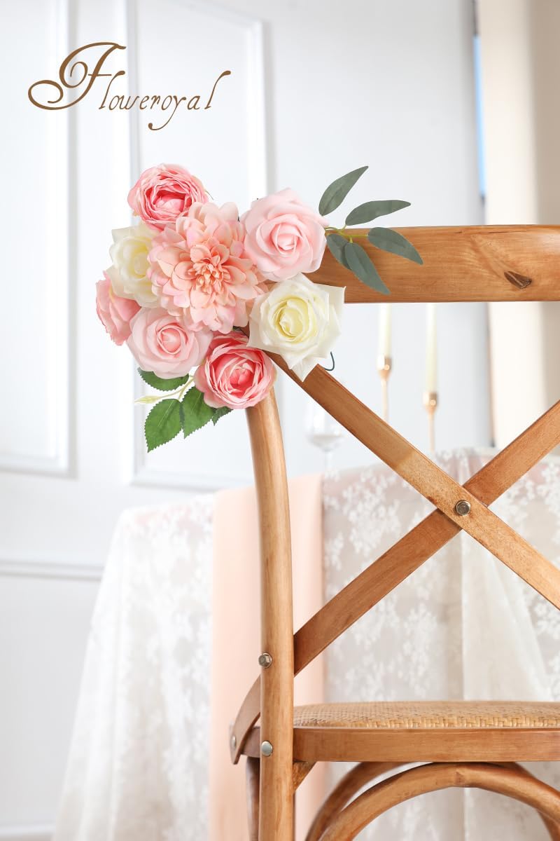 Floweroyal Pink Artificial Flowers Fake Rose Flowers Dahlia with Stems for DIY Wedding Bridal Bouquets, Baby Shower, Floral Arrangement, Table Centerpieces, Home Decorations. - Image 5