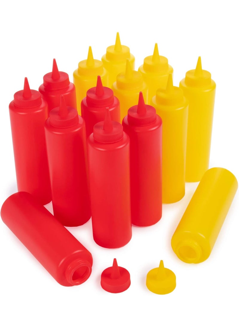 2 Pack Empty Ketchup and Mustard Bottles Made of Plastic - Refillable - Easy to Use Suitable for Kitchen, Restaurant Supplies, Catering Trucks, BBQ Sauce, Crafts 450ml .multicolor - Image 2