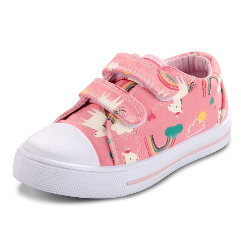 K KomForme Toddler Sneakers for Boys and Girls Dual Hook and Loops Sneakers Baby Canvas Shoes